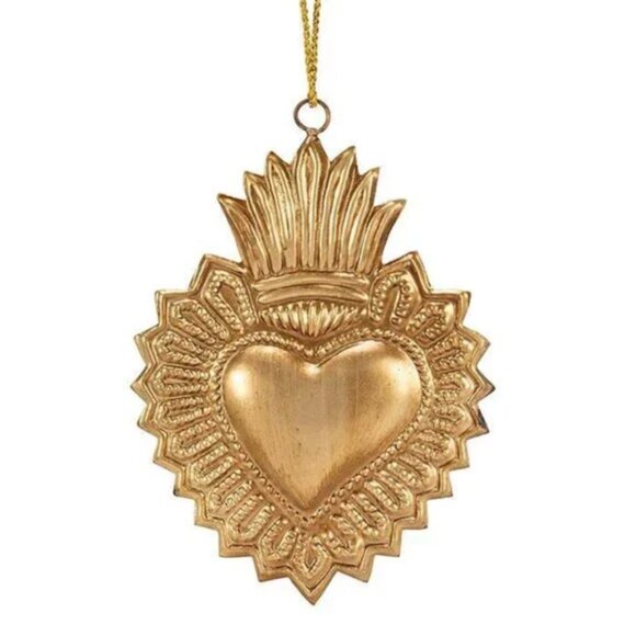 Burnished Gold-tone Small Crown Curved Heart Milagro Decor - Picture 4 of 6